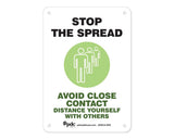 PDC Sign "Stop the Spread Avoid Close Contact" 10" x 7" Green |  SGN-6-GRN
