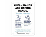 PDC Sign "Clean Hands are Caring Hands" 10" x 7" Blue | SGN-8-BLUE