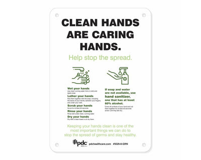 Sign "Clean Hands are Caring Hands" 10" x 7" Green | SGN-8-GRN