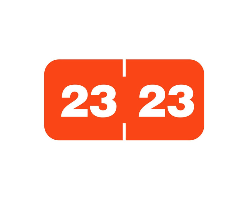 TAB® Compatible Color Code Label Year "23", 1-1/2" x 3/4", Dark Orange, Mylar, 500 Per Roll | TBL-23