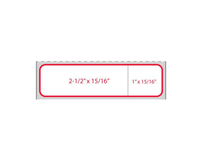 PDC Label CPSI Direct Thermal Paper Permanent 3" Core 3 1/2"x15/16" White with Red 5000 per Roll | TDRED01