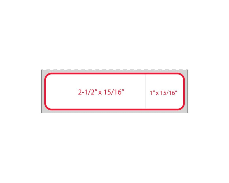 PDC Label CPSI Direct Thermal Paper Permanent 3" Core 3 1/2"x15/16" White with Red 5000 per Roll | TDRED01
