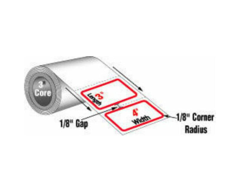 PDC Label Direct Thermal Paper Removable 3" Core 4"x3 White 1500 per Roll, 8 Rolls per Case | THERMDR13