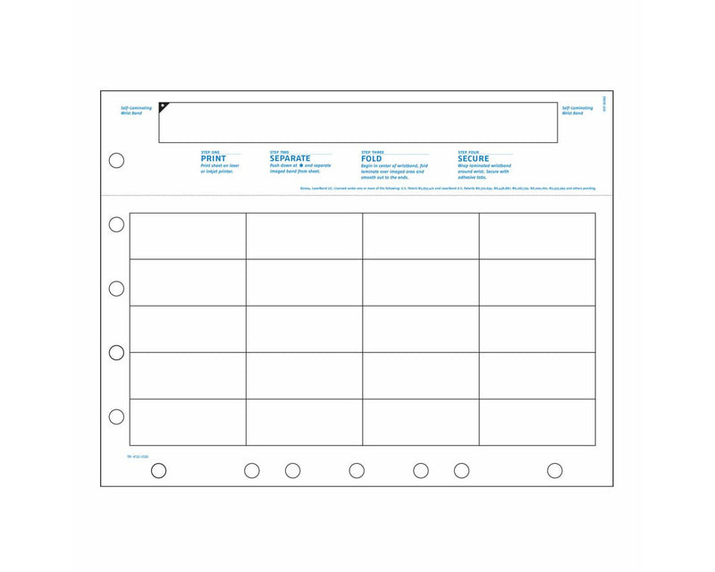 PDC Laser Wristband Paper Laminate Fold-Over 3/4" x 8" Adult White, 1000 per Box | TM-PLS-102A