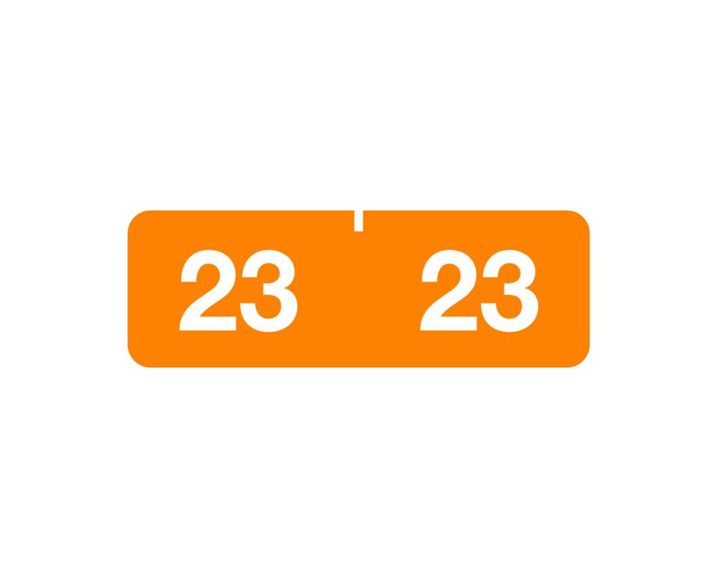 Ames® Compatible Color Code Label Year "23", 1-1/2" x 1/2", Orange, Mylar, 500 Per Roll | Y-AMR23