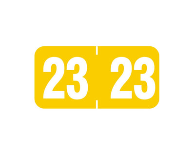 Acme Compatible Color Code Label Year "23", 1-1/2" x 3/4", Yellow, Mylar, 500 Per Roll | YAVM-23