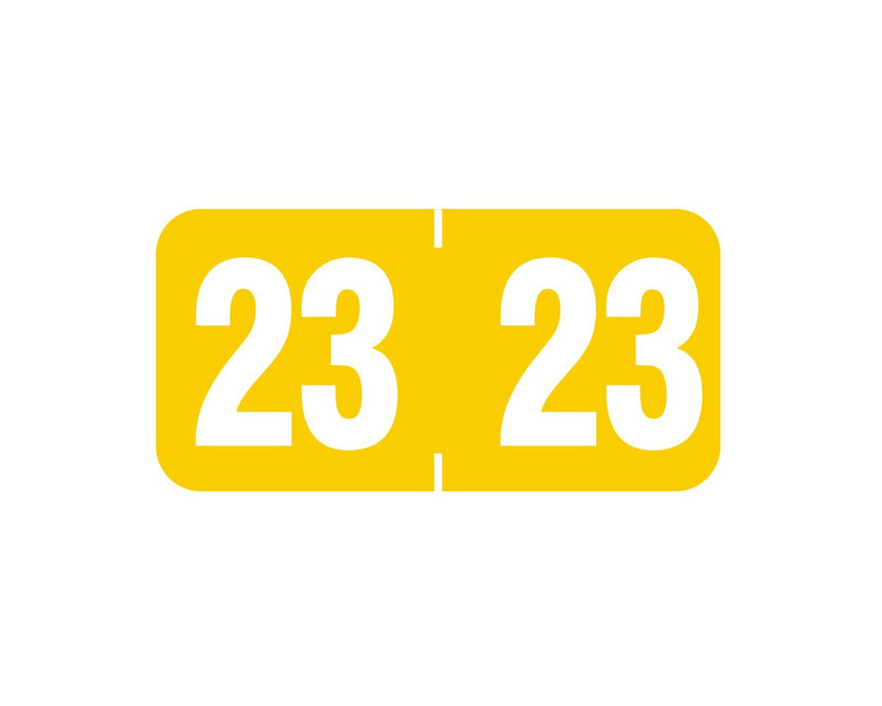 Acme Compatible Color Code Label Year "23", 1-1/2" x 3/4", Yellow, Mylar, 500 Per Roll | YAVM-23