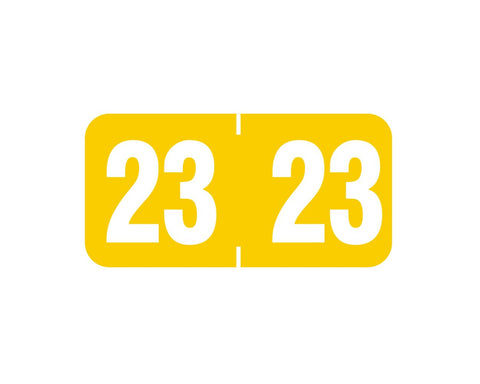 Acme Compatible Color Code Label Year "23", 1-1/2" x 3/4", Yellow, Mylar, 500 Per Roll | YAVM-23