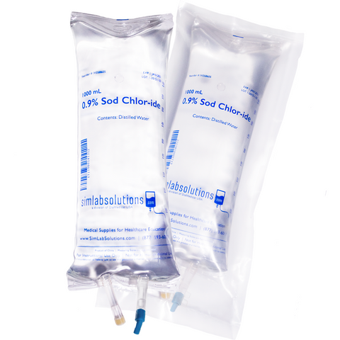 SIMRX 0.9% SOD CHLOR-IDE BLUE CAPPED PORT SIMULATED IV BAGS