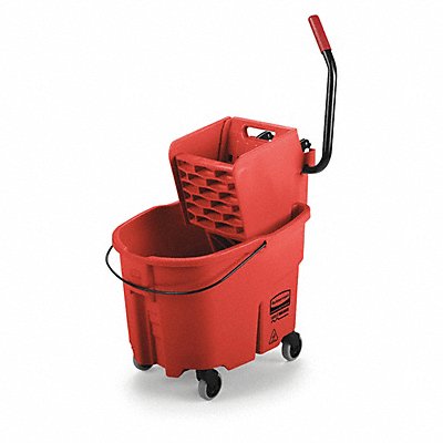 Red Polypropylene Mop Bucket and Wringer 8-3/4 gal.