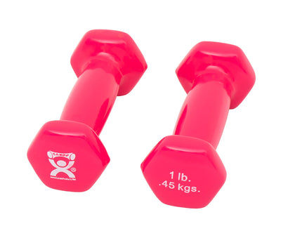 CanDo vinyl coated dumbbell - 1 lb - Pink, pair