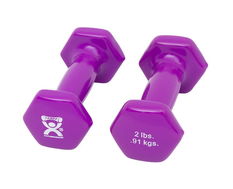 CanDo vinyl coated dumbbell - 2 lb - Violet, pair