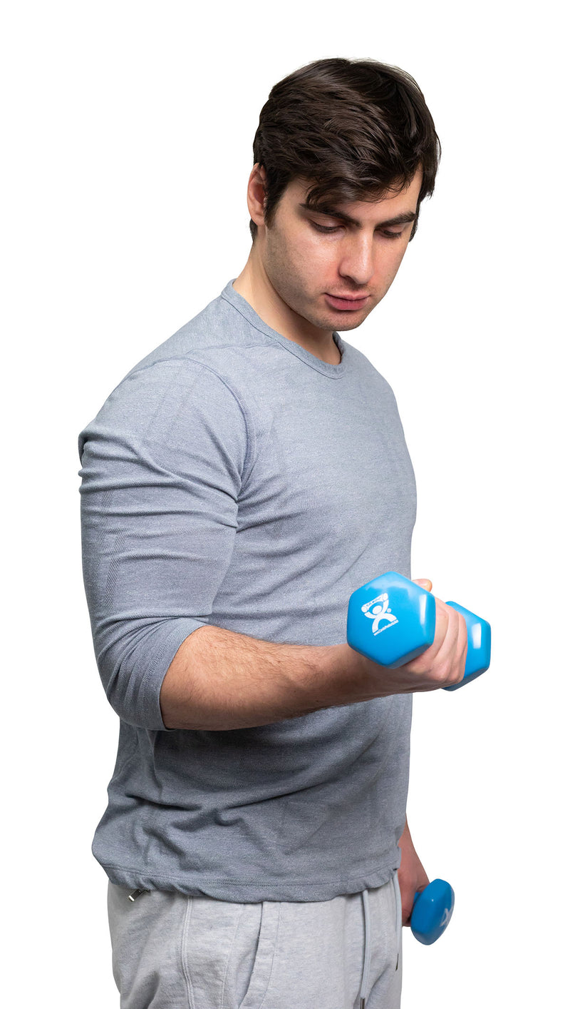 CanDo vinyl coated dumbbell - 4 lb - Light Blue, pair - FE-10-0553-2