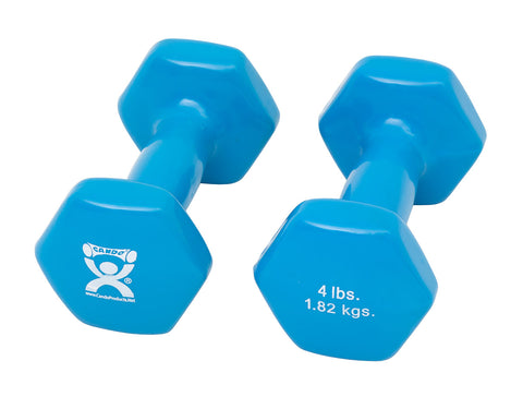 CanDo vinyl coated dumbbell - 4 lb - Light Blue, pair