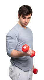 CanDo vinyl coated dumbbell - 6 lb - Red, pair - FE-10-0555-2