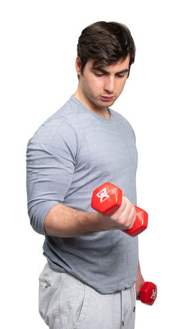 CanDo vinyl coated dumbbell - 6 lb - Red, pair - FE-10-0555-2