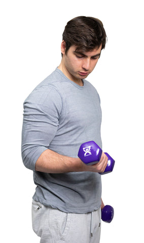 CanDo vinyl coated dumbbell - 7 lb - Purple, pair - FE-10-0556-2