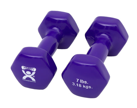 CanDo vinyl coated dumbbell - 7 lb - Purple, pair