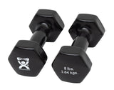 CanDo vinyl coated dumbbell - 8 lb - Black, pair