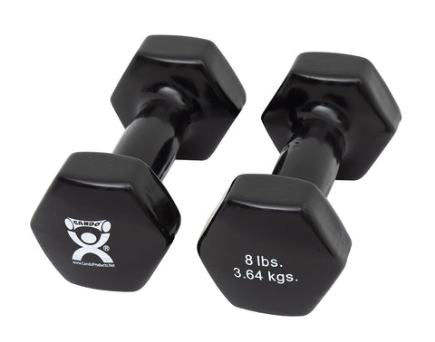 CanDo vinyl coated dumbbell - 8 lb - Black, pair
