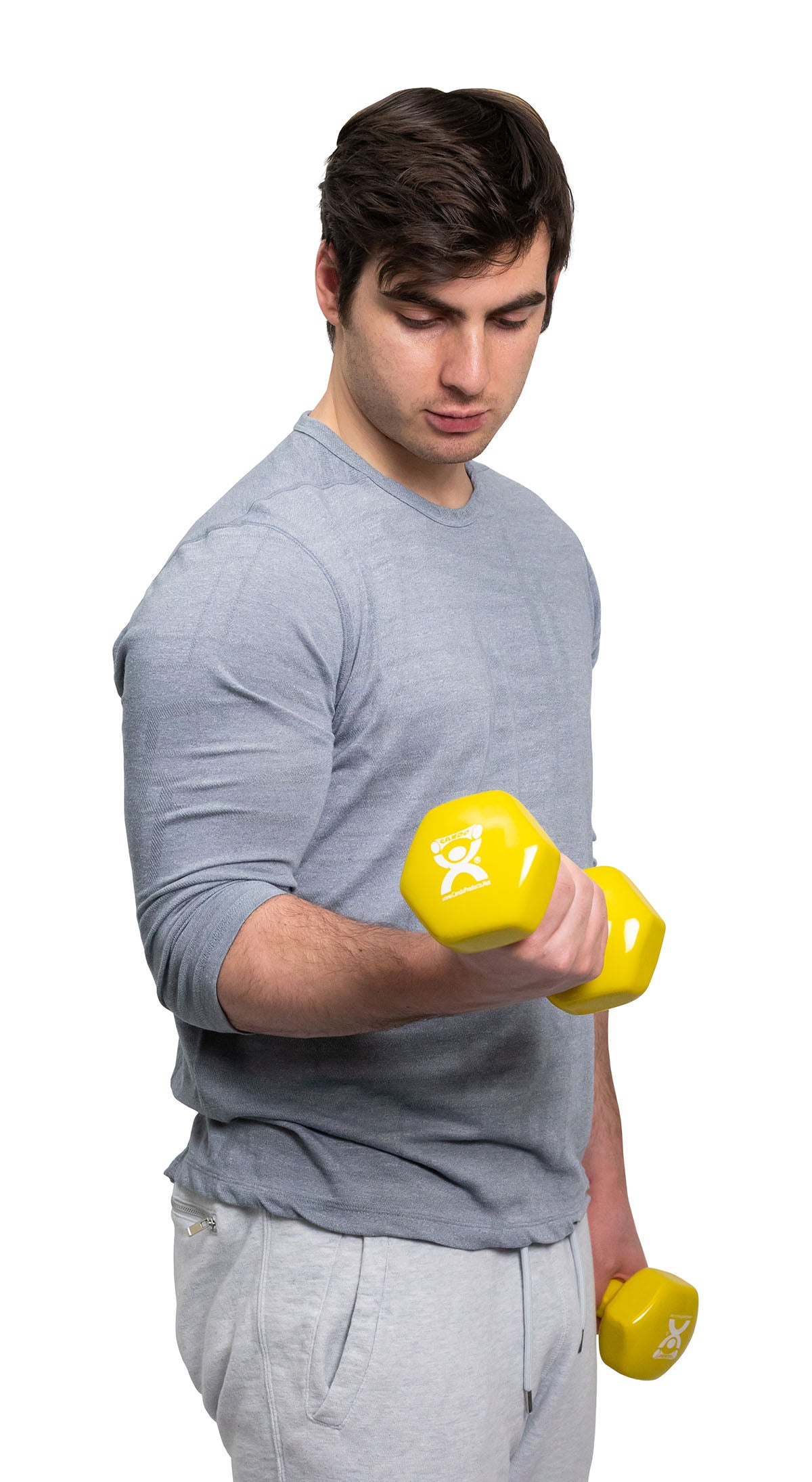 CanDo vinyl coated dumbbell - 9 lb - Yellow, pair - FE-10-0558-2