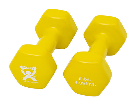 CanDo vinyl coated dumbbell - 9 lb - Yellow, pair