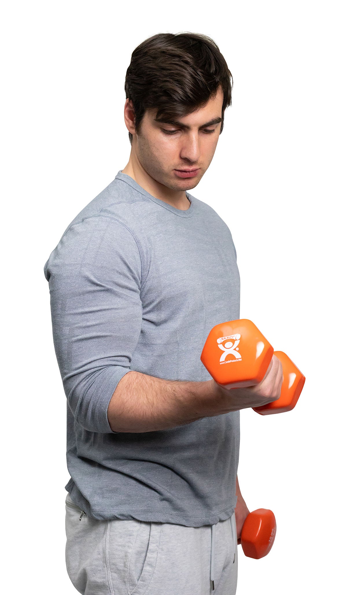 CanDo vinyl coated dumbbell - 10 lb - Orange, pair - FE-10-0559-2