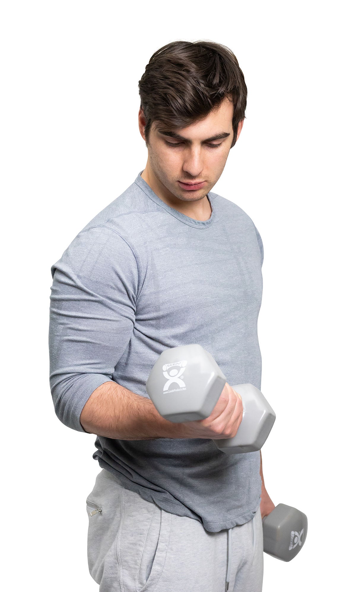 CanDo vinyl coated dumbbell - 15 lb - Silver, pair - FE-10-0560-2