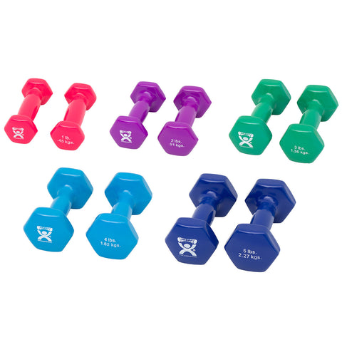 CanDo vinyl coated dumbbell - 10-piece set - 2 each 1, 2, 3, 4, 5