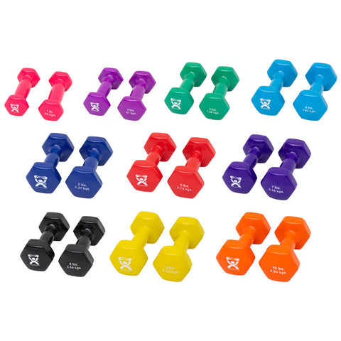CanDo vinyl coated dumbbell - 20-piece set - 2 each 1, 2, 3, 4, 5, 6, 7, 8, 9, 10