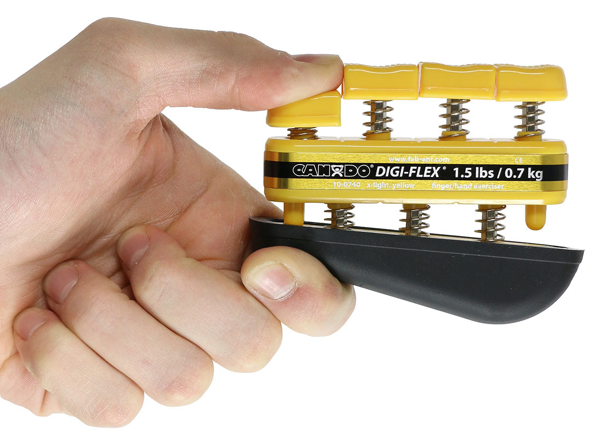 CanDo Digi-Flex hand exerciser - set of 5 (yellow, red, green, blue, black), no rack - FE-10-0745