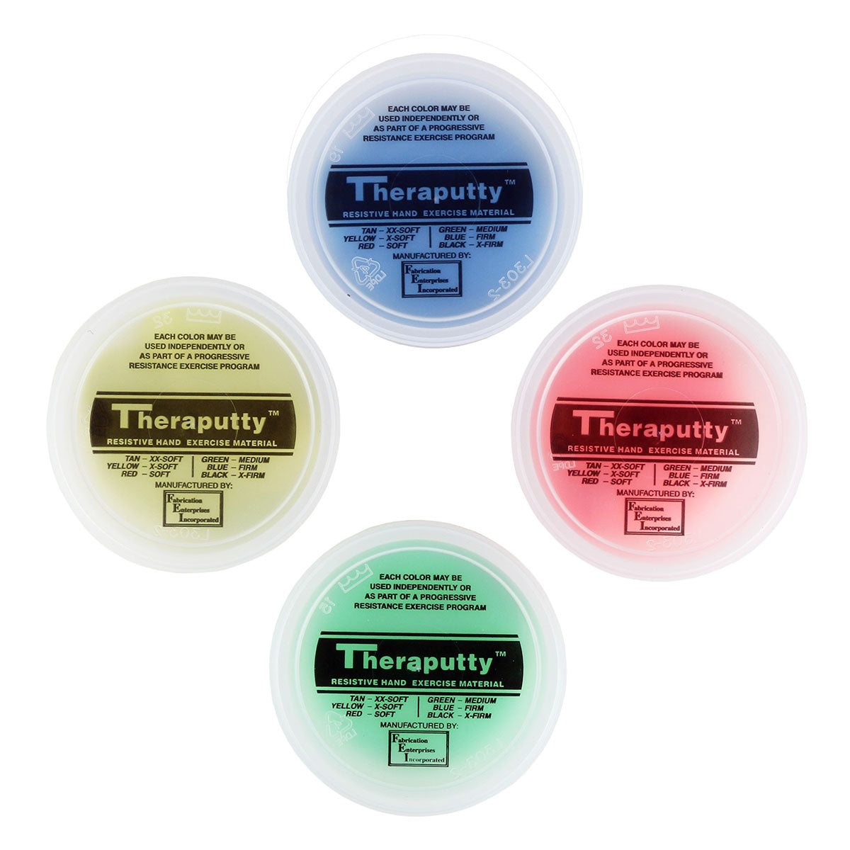 CanDo Theraputty Exercise Material - 2 oz - 4-piece set (yellow-blue) - FE-10-1474