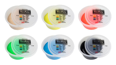 CanDo Theraputty Exercise Material - 3 oz - 6-piece set (tan-black)