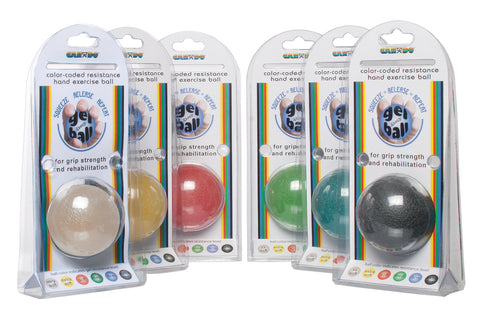 CanDo Gel Squeeze Ball - Standard Circular - 6-piece set (tan, yellow, red, green, blue, black) - FE-10-1496