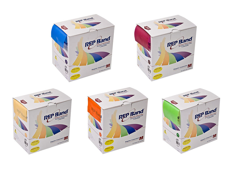 REP Band Twin-Pak - latex-free - 100 yard 5 piece set (2 x 50 yard boxes of each color: peach, orange, lime, blueberry, plum)