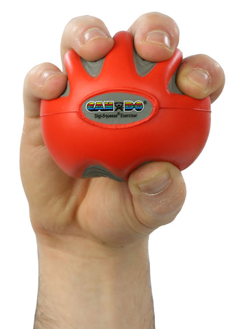CanDo Digi-Squeeze hand exerciser - Medium - Red, light  - FE-10-1981