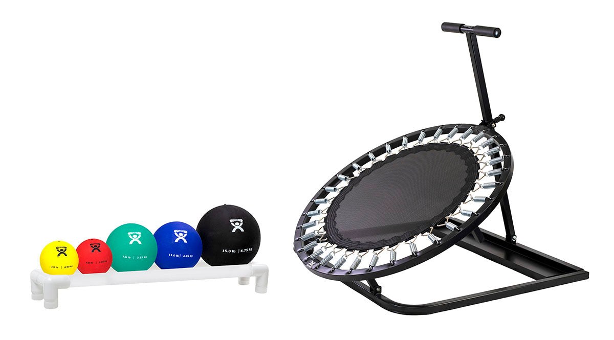 CanDo Circular Ball Rebounder, Plastic Rack, 5-Piece Set (1 ea: 2, 4, 7, 11, 15 lb.)