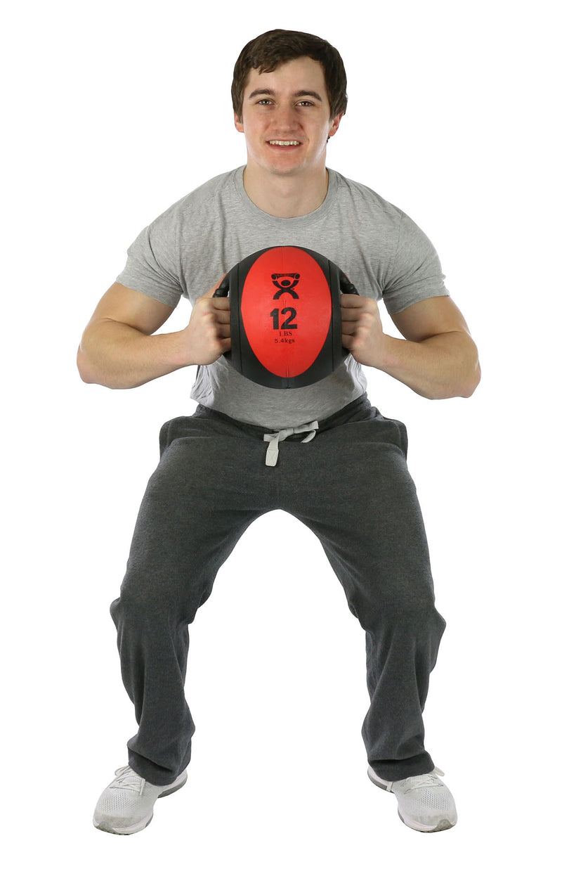 CanDo, Dual-Handle Medicine Ball, 9" Diameter, Red, 12 lb. - FE-10-3181