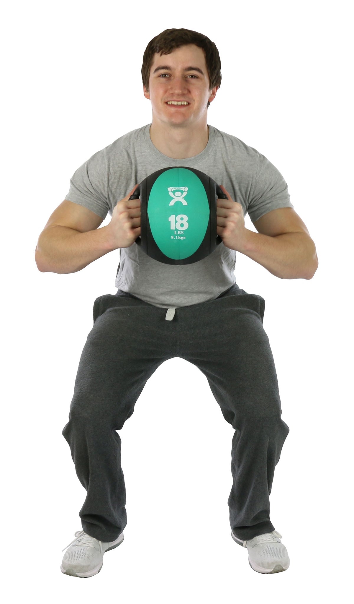 CanDo, Dual-Handle Medicine Ball, 9" Diameter, Green, 18 lb. - FE-10-3182
