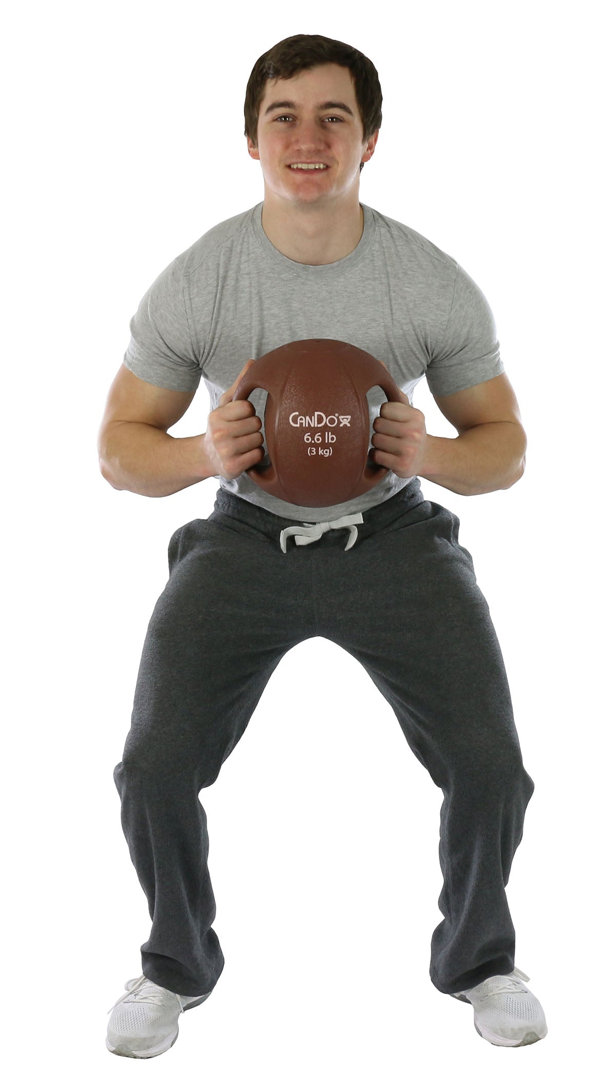 CanDo, Molded Dual Handle Medicine Ball, Tan, 6.6 lb. (3 kg) - FE-10-3280