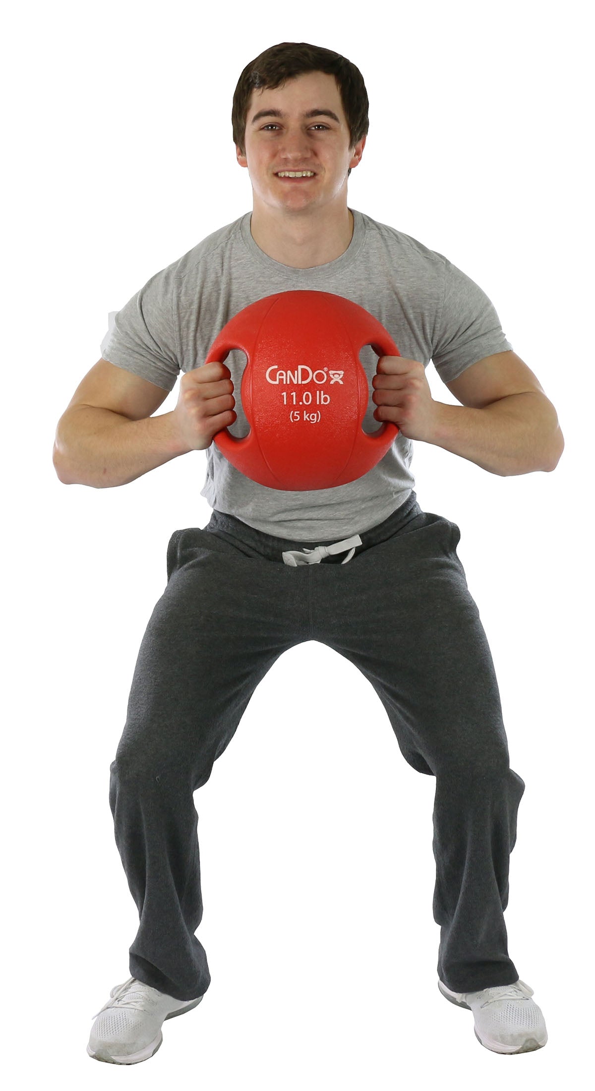 CanDo, Molded Dual Handle Medicine Ball, Red, 11 lb. (5 kg) - FE-10-3282