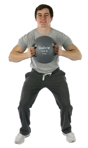 CanDo, Molded Dual Handle Medicine Ball, Silver, 19.8 lb. (9 kg) - FE-10-3287