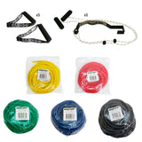 CanDo shoulder pulley with exercise tubing and handles, set of 5 (1 each: yellow, red, green, blue, black)
