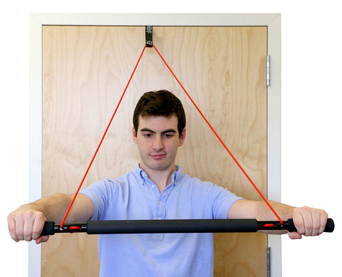 CanDo over door exercise bar and tubing, Red - light - FE-10-5061