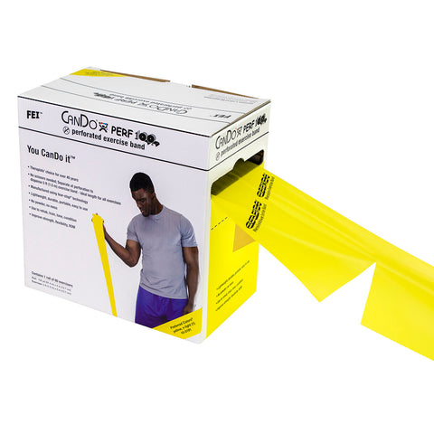 CanDo Low Powder Exercise Band - 100 yard Perf 100 roll - Yellow - x-light