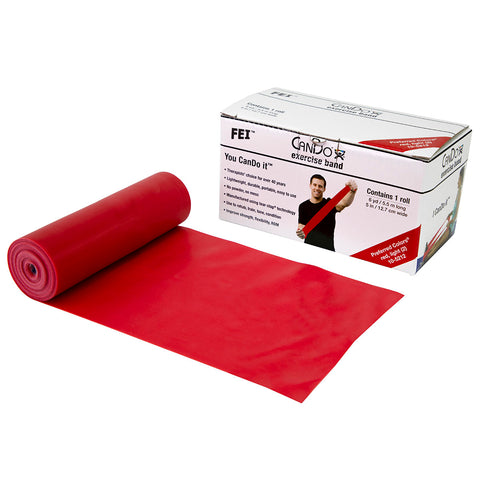 CanDo Low Powder Exercise Band - 6 yard roll - Red - light