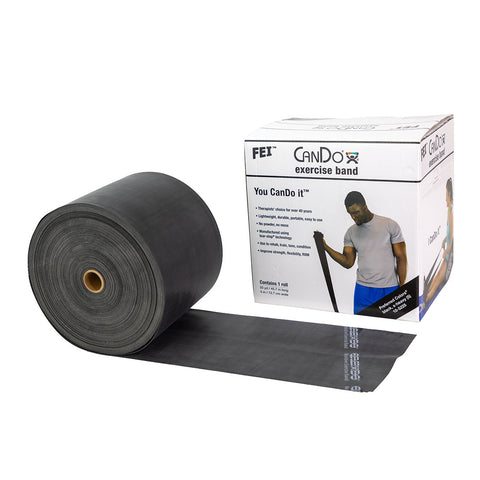 CanDo Low Powder Exercise Band - 50 yard roll - Black - x-heavy