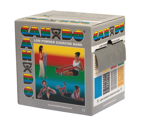 CanDo Low Powder Exercise Band - 50 yard roll - Silver - xx-heavy