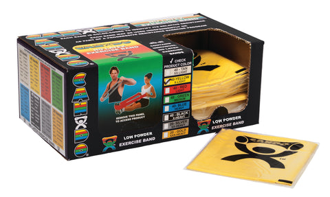 CanDo Low Powder Exercise Band - box of 40, 4' length - Yellow - x-light