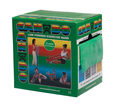 CanDo Low Powder Exercise Band - 25 yard roll - Green - medium